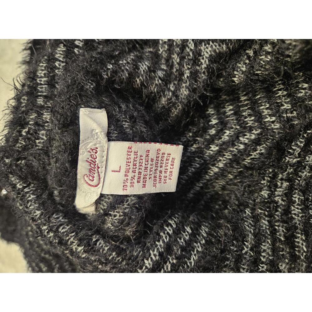 Candie's  Fuzzy & Cozy Herringbone Knit Sweater Dress Size L H16 - Picture 6 of 7